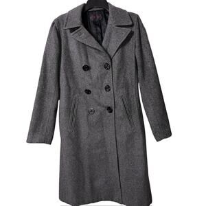 VINTAGE RALPH RALPH LAUREN GRAY WOOL QUILTED LINING PEA COAT JACKET SIZE S SMALL